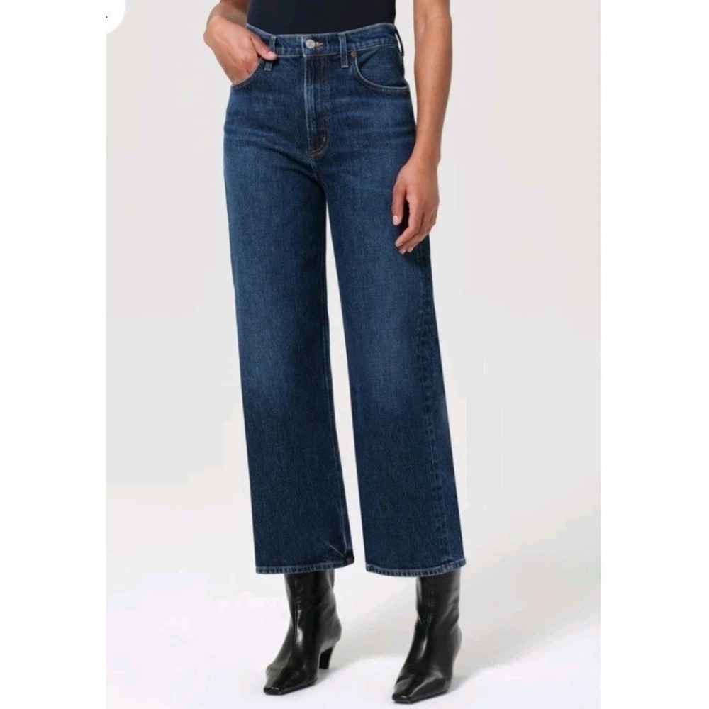 AGOLDE Ren High Rise Wide Leg Jeans Echo Stretch Size 31 EUC 90s Chic MSRP $238 - Picture 4 of 15